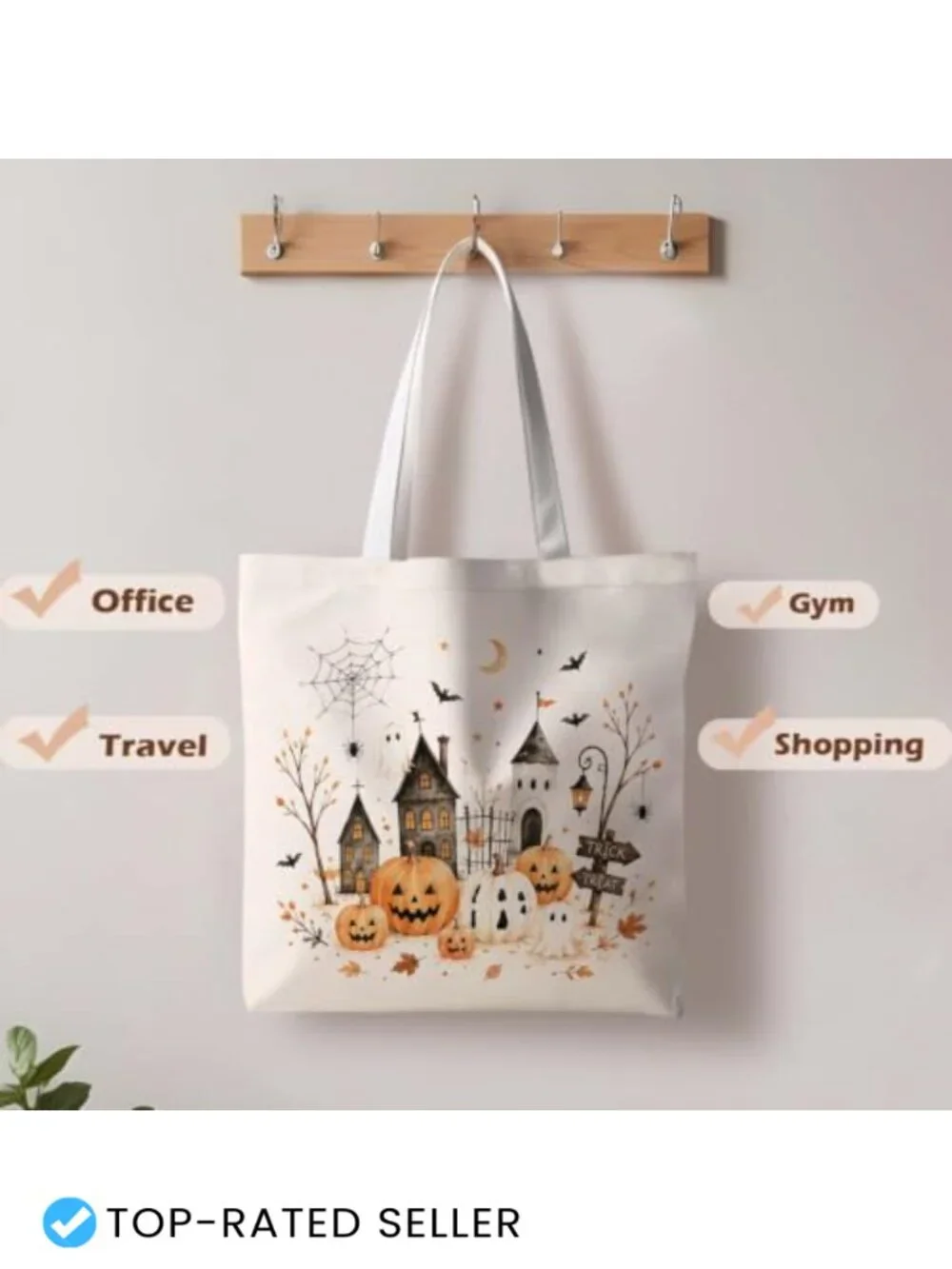 Halloween Ghost Tote Bag Women 15x15.4 inch Shoulder Handbag Pumpkin